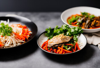 Spicy flavors of Thailand: Jaew bong and fresh vegetables.