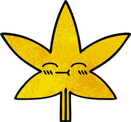 retro grunge texture cartoon autumnal leaf