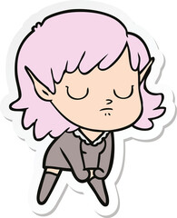 sticker of a cartoon elf girl