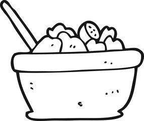 black and white cartoon salad