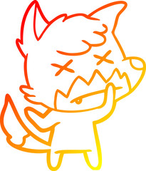 warm gradient line drawing cartoon dead fox