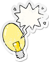 cartoon electric light and speech bubble distressed sticker