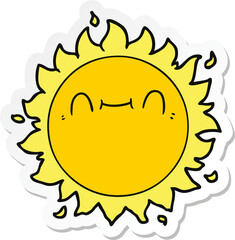 sticker of a happy cartoon sun