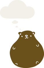 cartoon bear and thought bubble in retro style