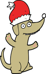 cute christmas cartoon dog