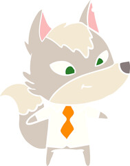 friendly flat color style cartoon wolf manager