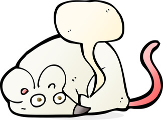 cartoon white mouse with speech bubble