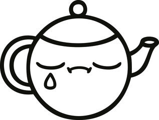 line drawing cartoon sad tea pot