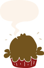 cute cartoon pie and speech bubble in retro style