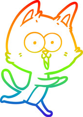 rainbow gradient line drawing funny cartoon cat