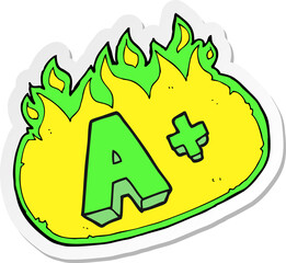 sticker of a cartoon A grade symbol