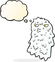cartoon gross ghost with thought bubble