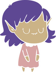happy flat color style cartoon elf girl wearing dress