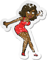 retro distressed sticker of a cartoon female spy