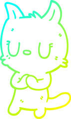 cold gradient line drawing cute cartoon cat