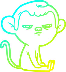 cold gradient line drawing cartoon annoyed monkey