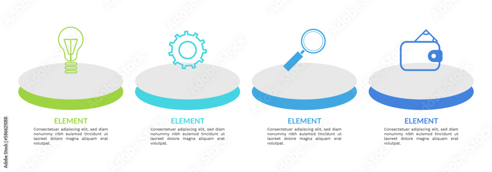 Poster business data visualization. infographic icons with 4 steps designed for abstract background templat