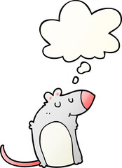 cartoon fat rat and thought bubble in smooth gradient style