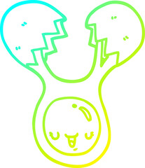 cold gradient line drawing cartoon cracked egg