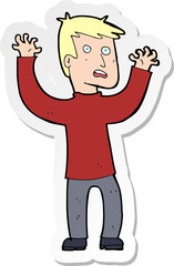 sticker of a cartoon terrified man
