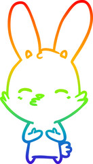 rainbow gradient line drawing curious bunny cartoon