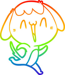 rainbow gradient line drawing cute cartoon dog