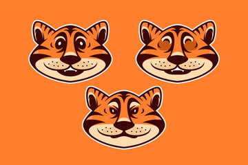 Head of tiger face cartoon illustrations