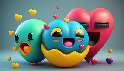  Cute Smiley Hearts Emotiocns- AI generative