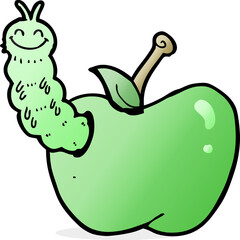 cartoon bug eating apple