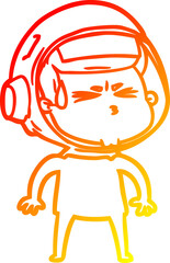 warm gradient line drawing cartoon stressed astronaut