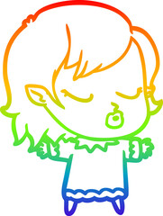 rainbow gradient line drawing cute cartoon vampire girl