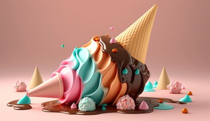  Illustration of IceCreams- AI generative