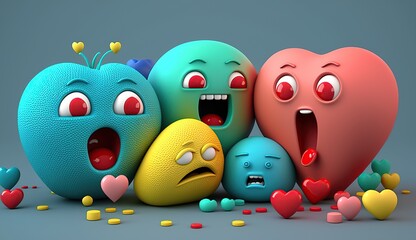  Cute Smiley Hearts Emotiocns- AI generative