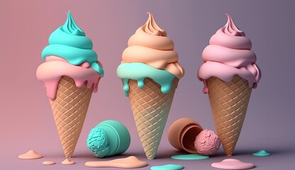  Illustration of IceCreams- AI generative