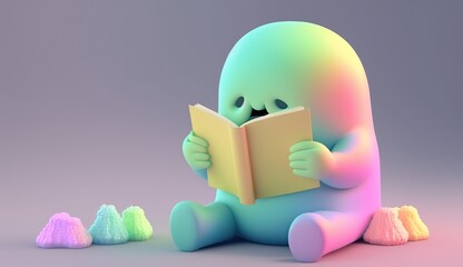 Cute Gummy Character Reading - AI generative