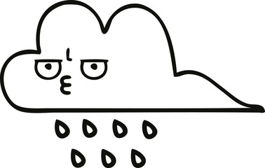 line drawing cartoon storm rain cloud