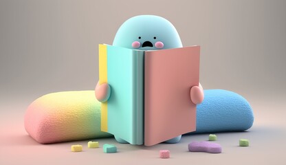 Cute Gummy Character Reading - AI generative