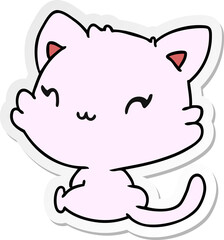 sticker cartoon of cute kawaii kitten