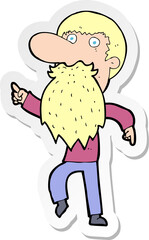 sticker of a cartoon man wearing fake beard
