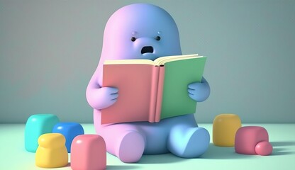 Cute Gummy Character Reading - AI generative
