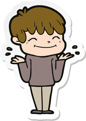 sticker of a cartoon happy boy