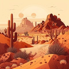 Illustration of the desert - AI generative