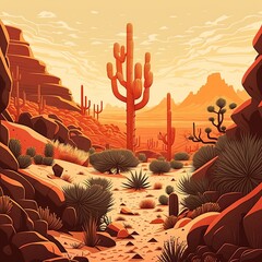 Illustration of the desert - AI generative