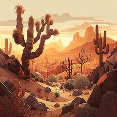 Illustration of the desert - AI generative