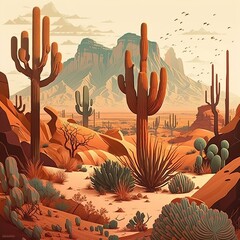 Illustration of the desert - AI generative