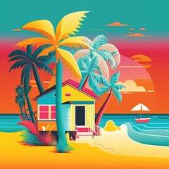  Vibrant and energetic illustration of summer- AI generative