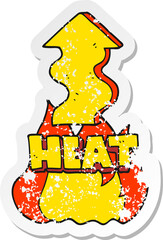 retro distressed sticker of a cartoon heat rising