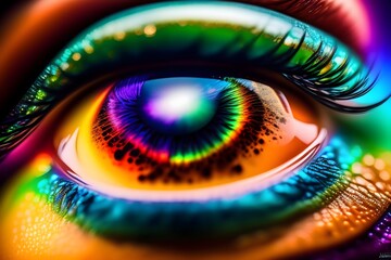  Rainbow Eye: A Surreal Close-Up. Generative AI. 