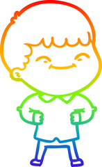 rainbow gradient line drawing cartoon happy boy