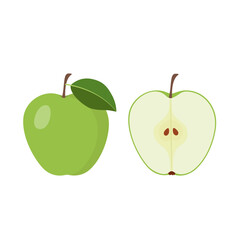 Green apple,  half and segment